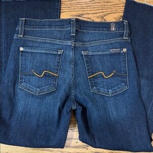 7 For All Mankind Dark Blue Flare Cropped Jeans